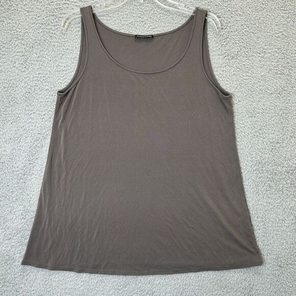 Eileen Fisher Tank Top Womens Medium* Brown‎ Silk Blend Stretch Blouse Slinky - Picture 1 of 8